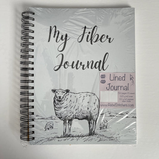 Handmade Fiber Arts Spiral Bound Journal Sheep Illustration