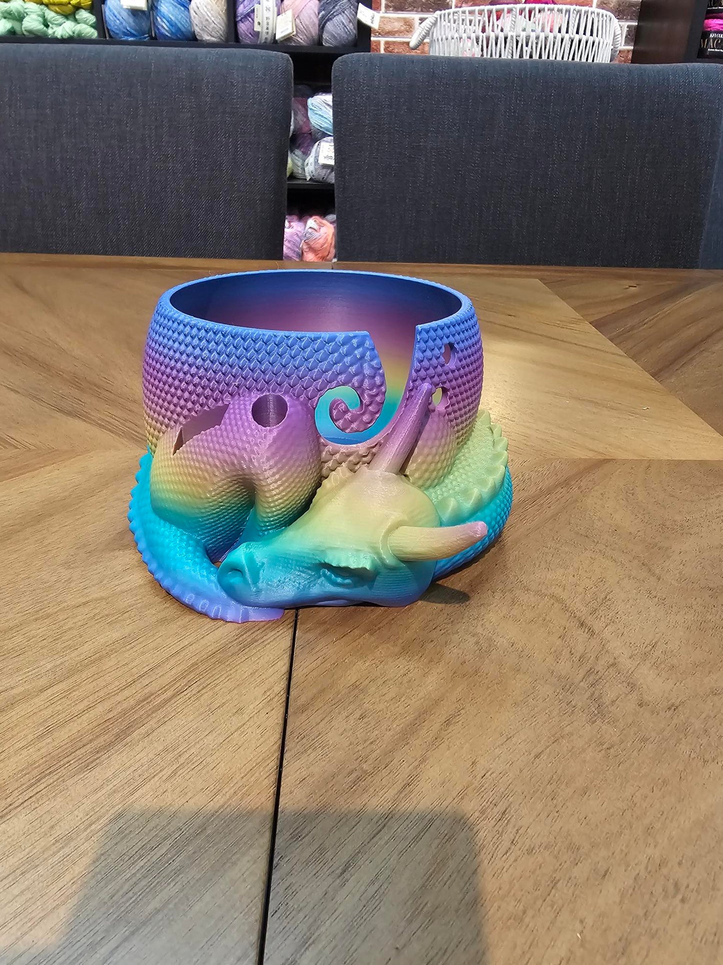 Dragon Yarn Bowl with Convenient Tool Holes