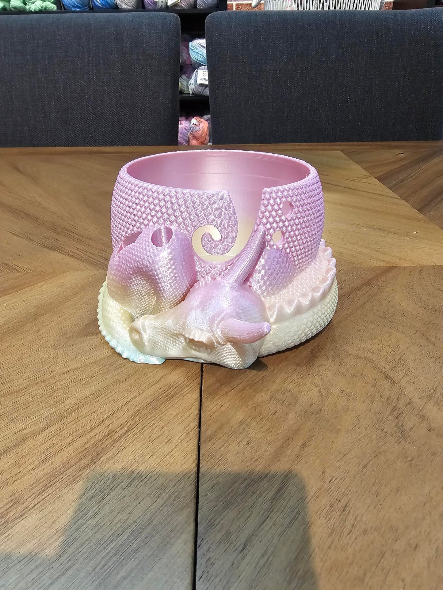 Dragon Yarn Bowl with Convenient Tool Holes