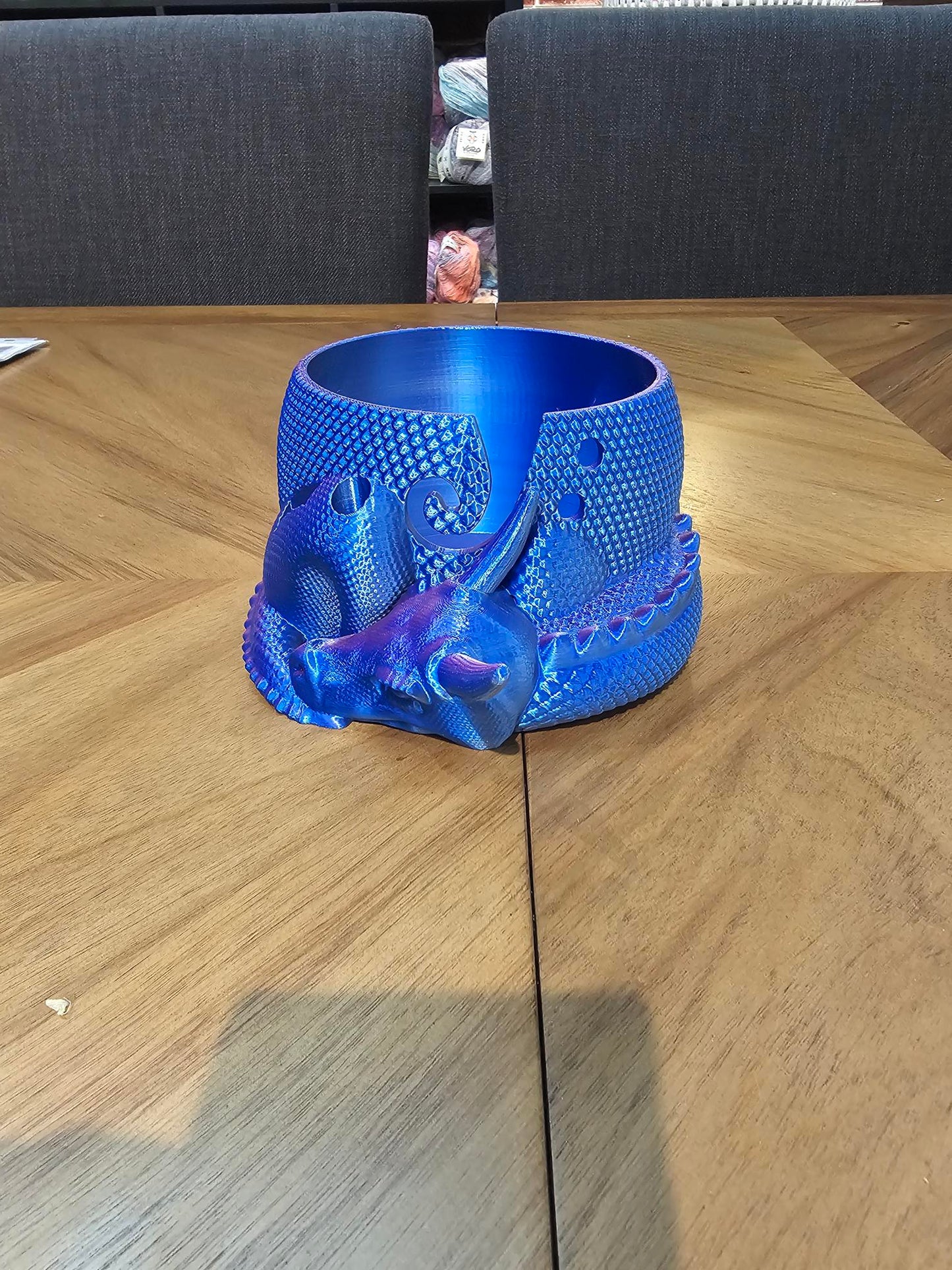 Dragon Yarn Bowl with Convenient Tool Holes