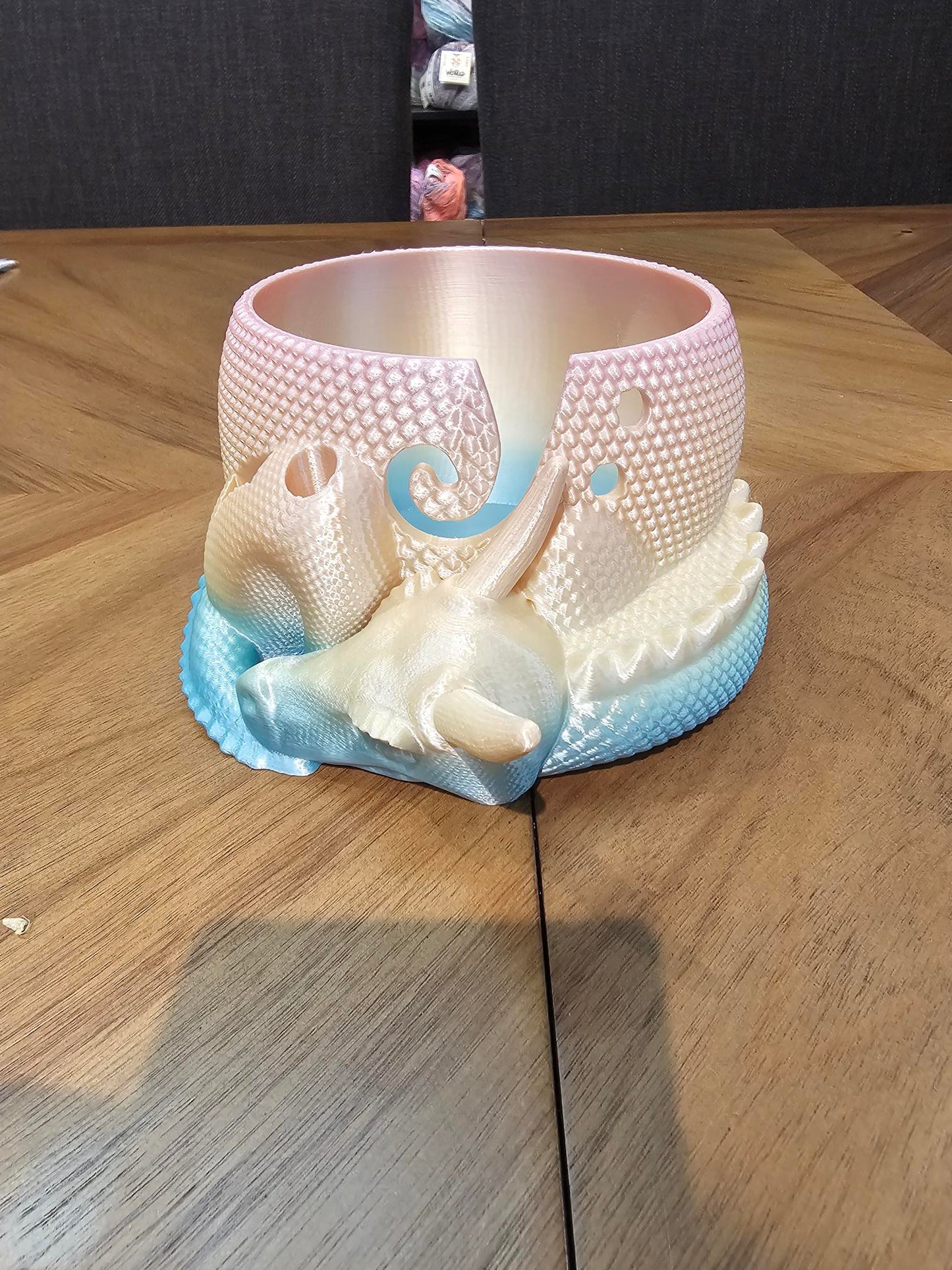 Dragon Yarn Bowl with Convenient Tool Holes