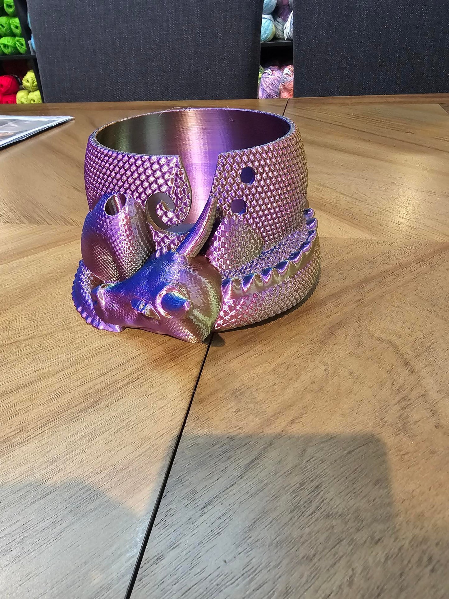 Dragon Yarn Bowl with Convenient Tool Holes