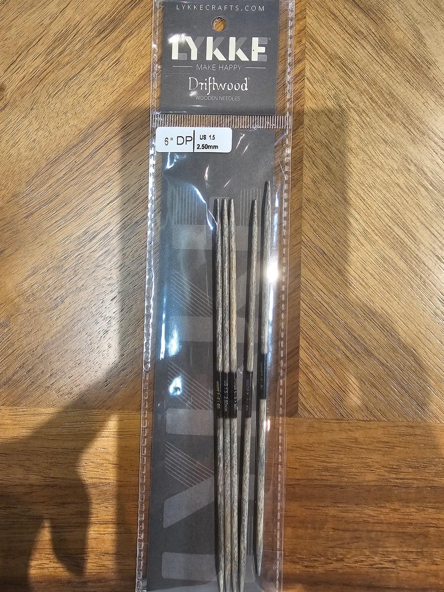 Double Pointed Needles - Lykke 6" Driftwood (set of 5)