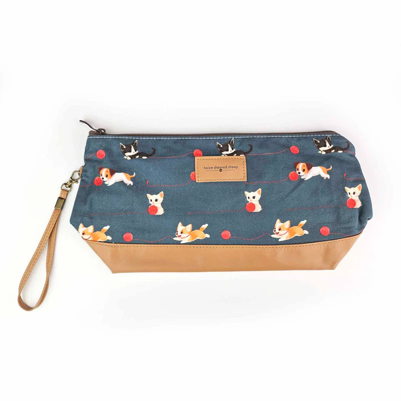 Cats & Dogs Trinity Bag – Medium Zippered Knitting Project Bag