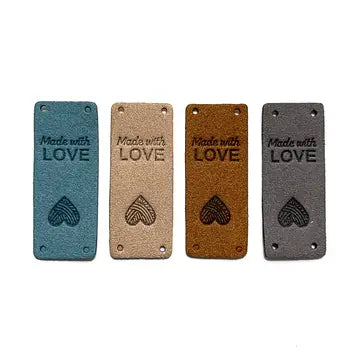 Made with Love Faux Leather Labels Set of 4 Knit Crochet Tag
