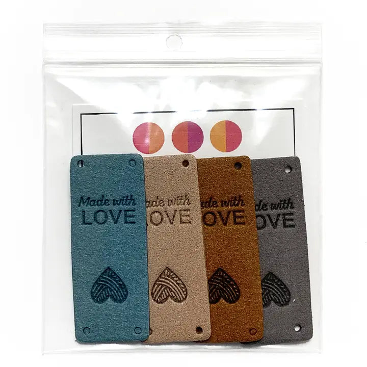Made with Love Faux Leather Labels Set of 4 Knit Crochet Tag