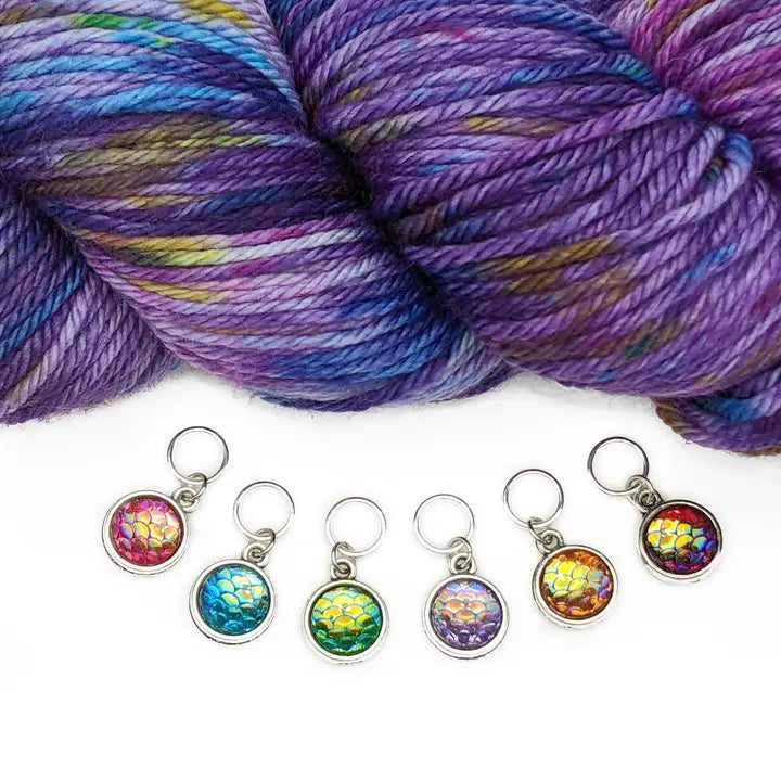 Dragon Scales & Mermaid Tails Stitch Markers Set of 6