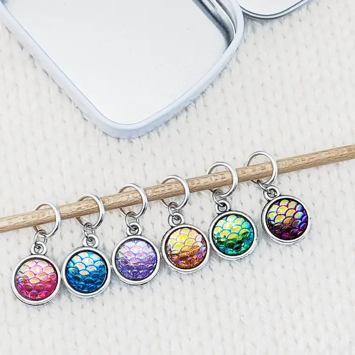 Dragon Scales & Mermaid Tails Stitch Markers Set of 6