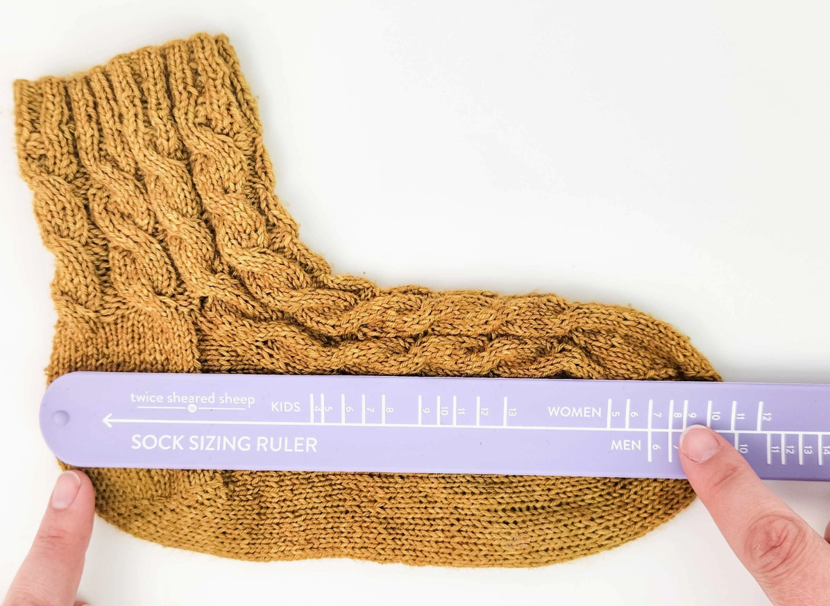 Sock Sizing Ruler from Twice Sheared Sheep
