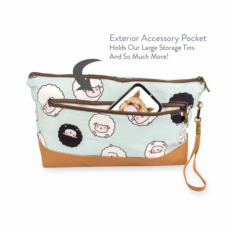 Chubby Sheep Trinity Bag – Medium Zippered Knitting Project Bag – Seafoam