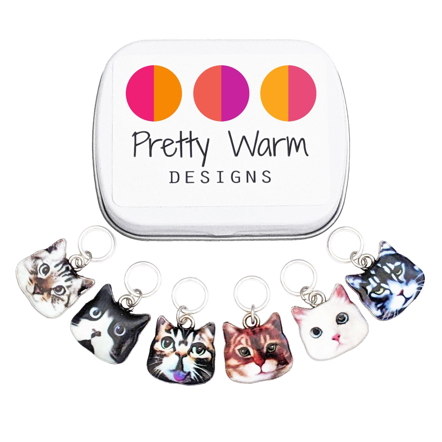 Cats Ring Stitch Markers - Set of 6