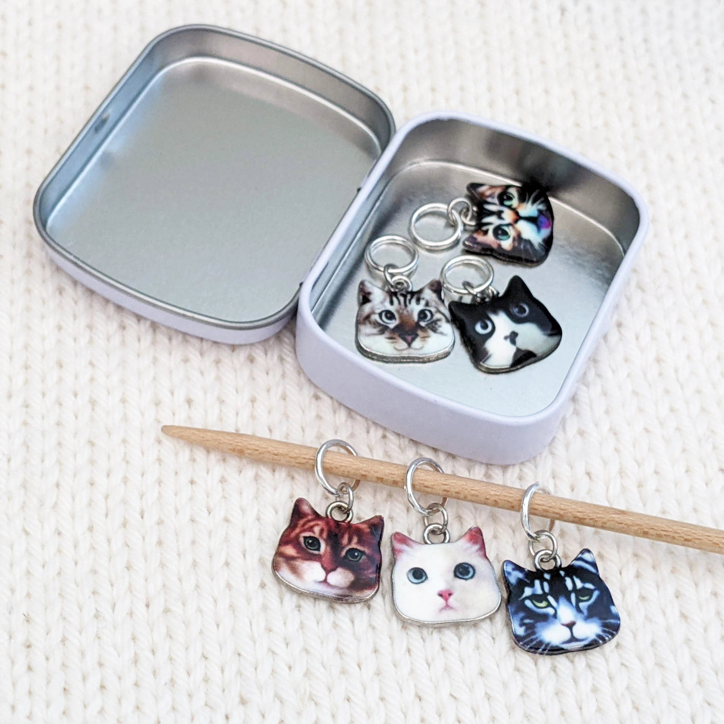 Cats Ring Stitch Markers - Set of 6