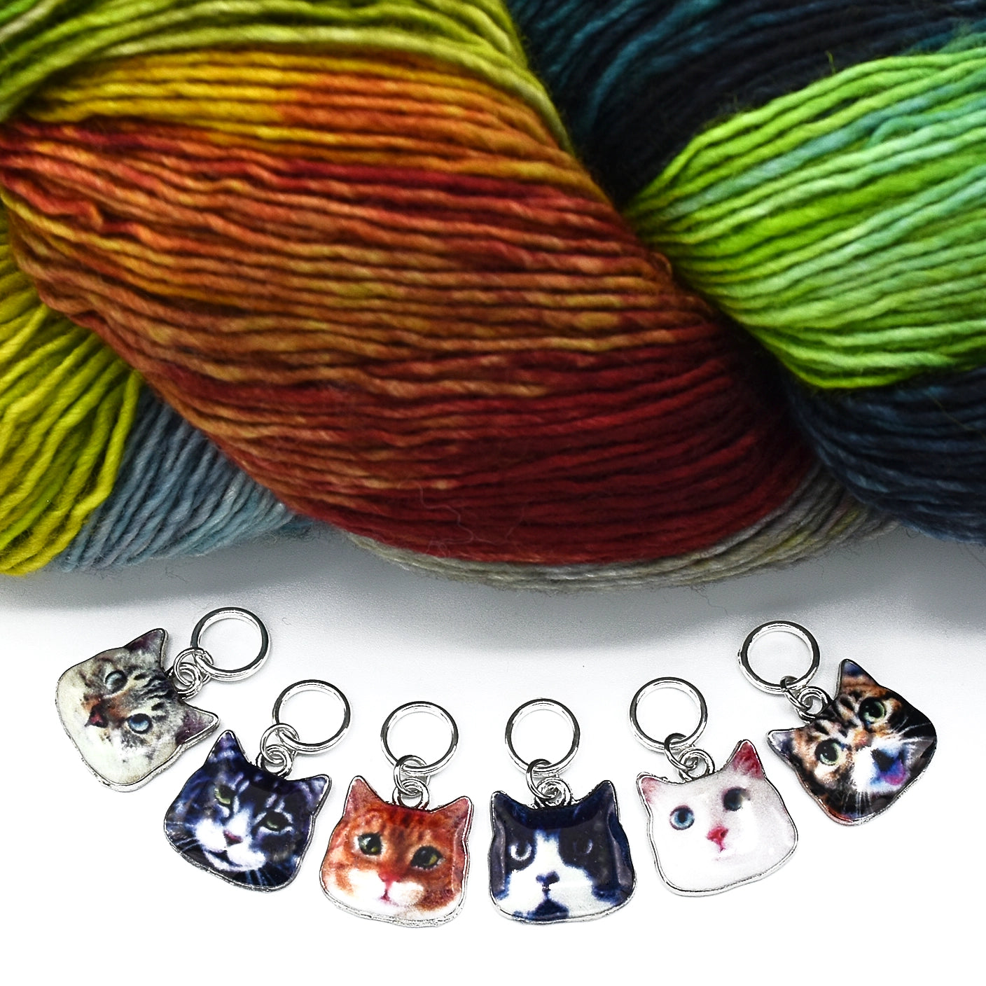Cats Ring Stitch Markers - Set of 6