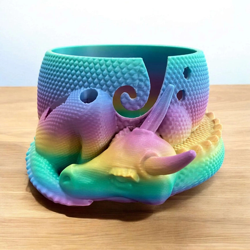 Dragon Yarn Bowl with Convenient Tool Holes