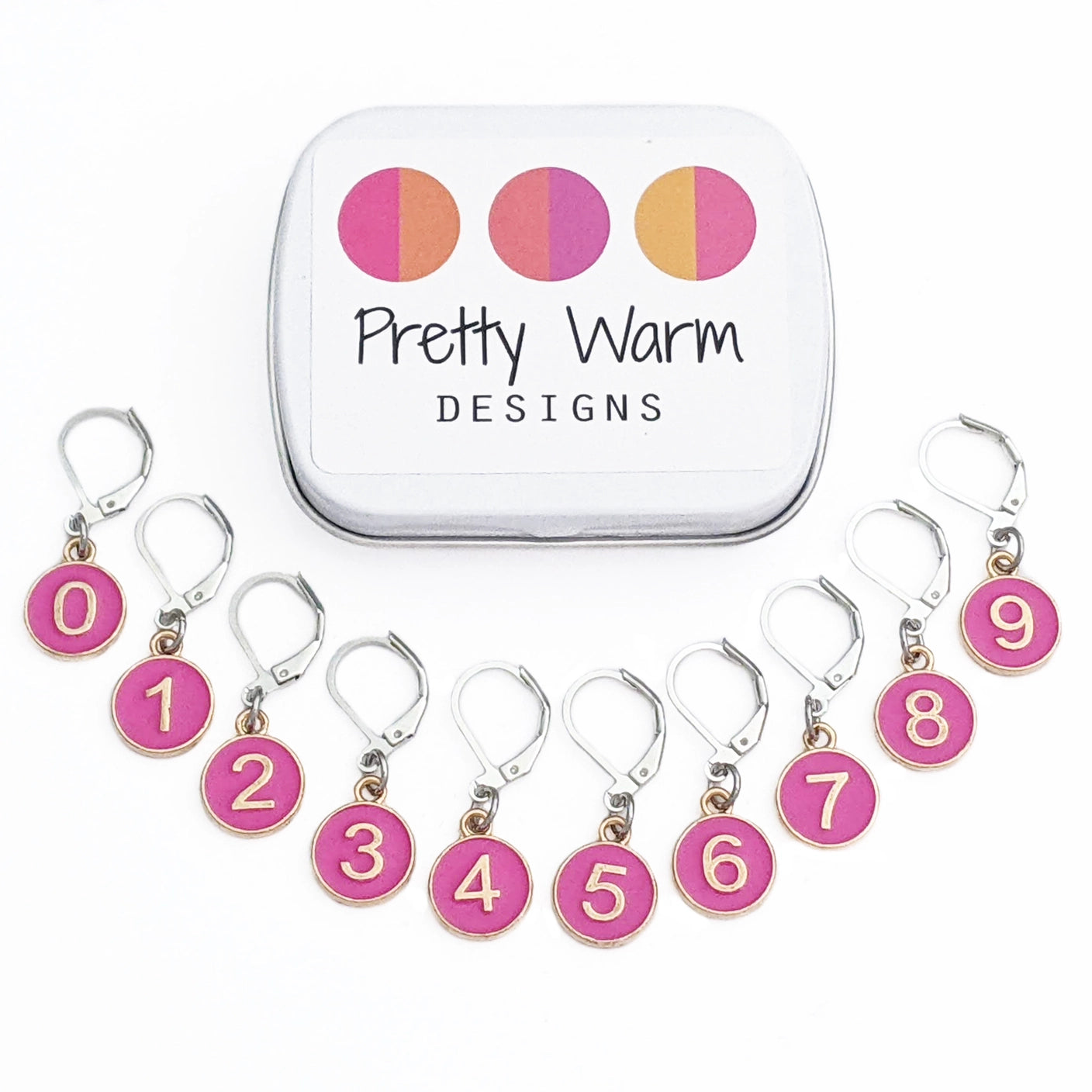 Numbers Locking Stitch Markers - Set of 10 with Storage Tin